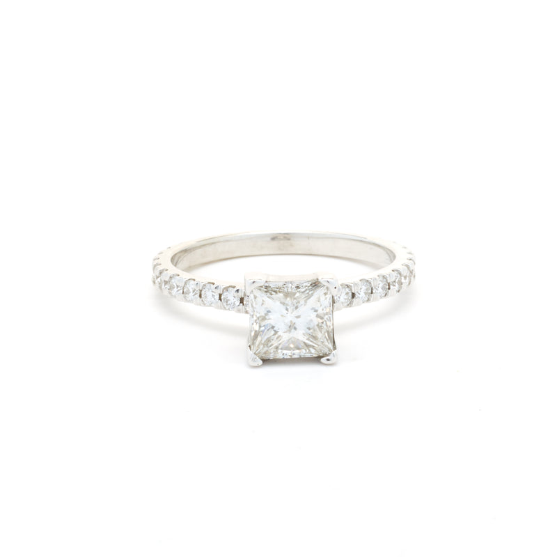 14 Karat White Gold 1.25ct Princess Cut Diamond Engagement Ring