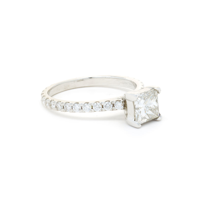 14 Karat White Gold 1.25ct Princess Cut Diamond Engagement Ring