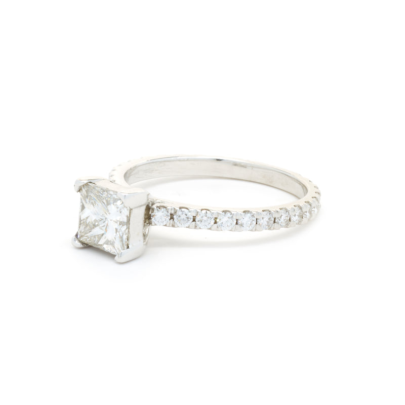 14 Karat White Gold 1.25ct Princess Cut Diamond Engagement Ring