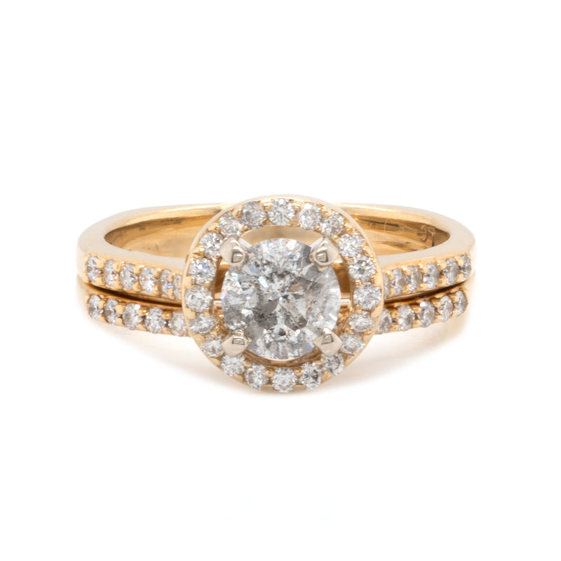 14 Karat Yellow Gold 0.50ct Round Brilliant Galaxy Diamond Wedding Set