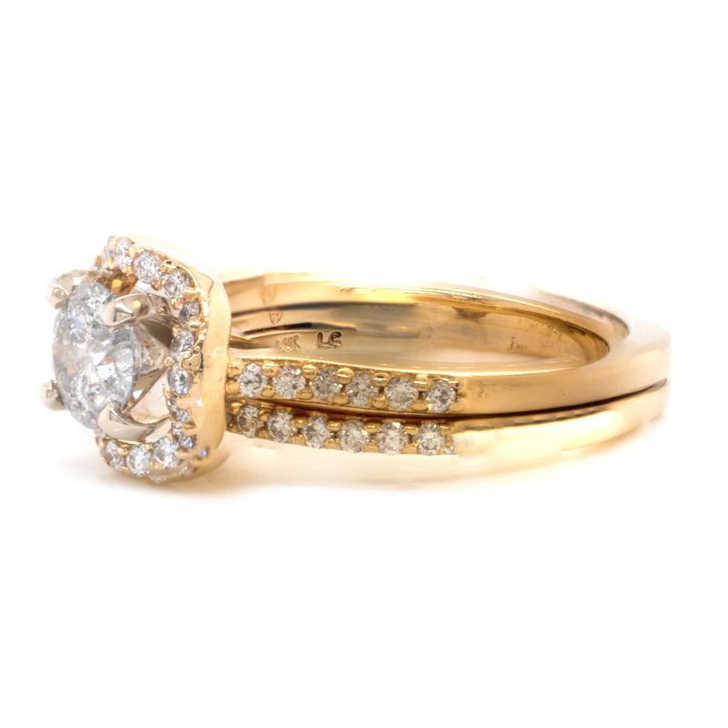 14 Karat Yellow Gold 0.50ct Round Brilliant Galaxy Diamond Wedding Set
