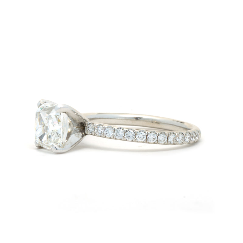 14 Karat White Gold Cushion Cut Diamond Engagement Ring