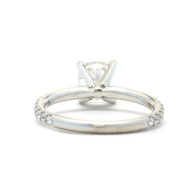 14 Karat White Gold Cushion Cut Diamond Engagement Ring