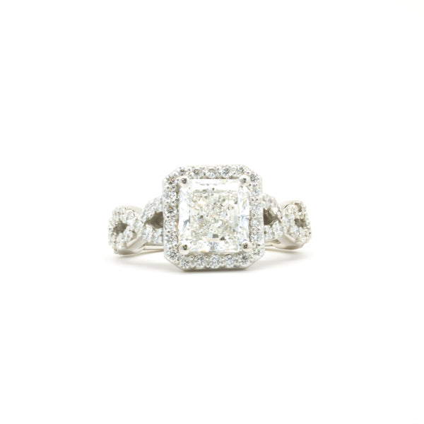 Platinum 2.01ct Radiant Cut Diamond Engagement Ring