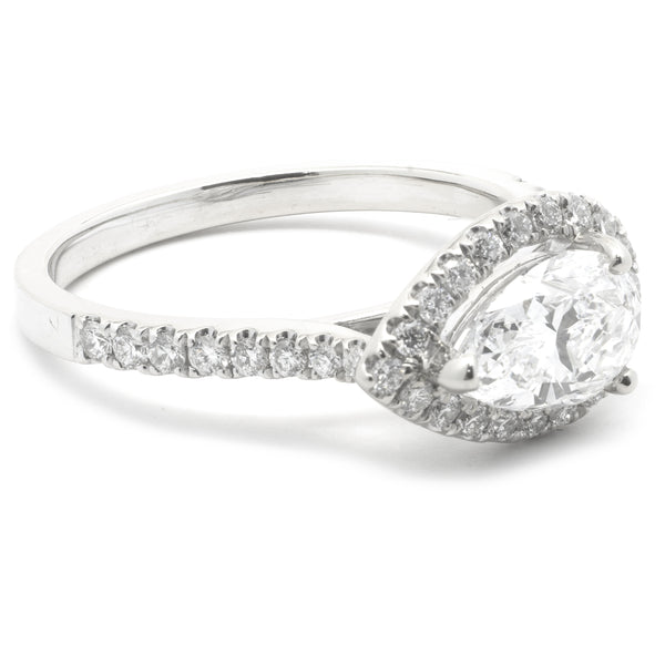 14 Karat White Gold Pear Cut Diamond Engagement Ring