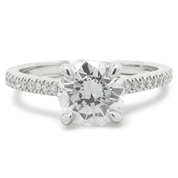 14 Karat White Gold Round Brilliant Cut Diamond Engagement Ring