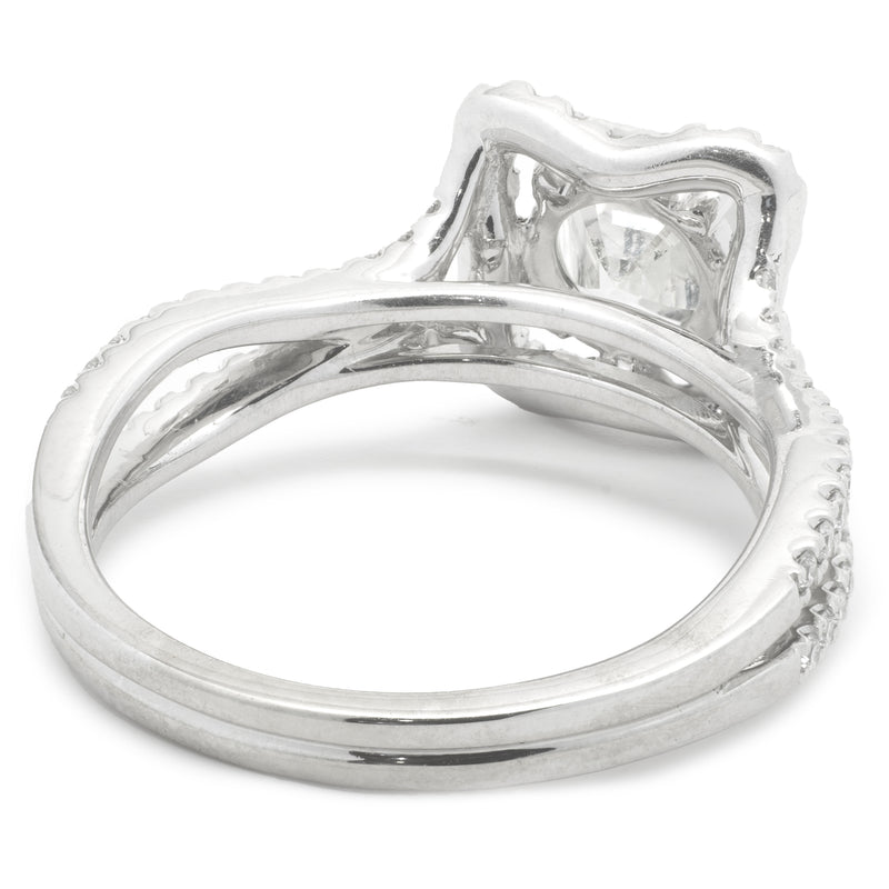 14 Karat White Gold Asscher Cut Diamond Engagement