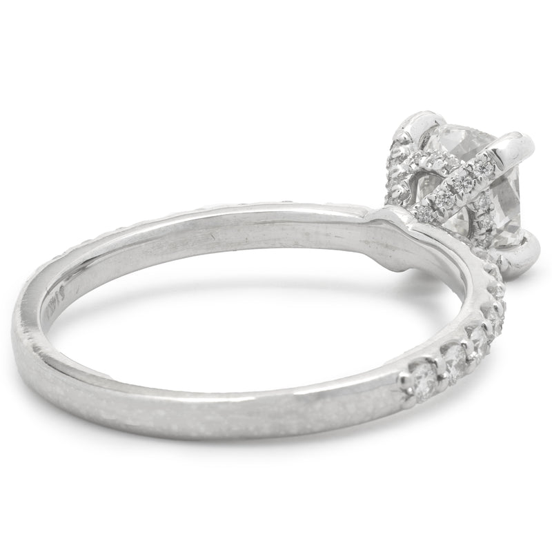 14 Karat White Gold Cushion Cut Diamond Engagement Ring