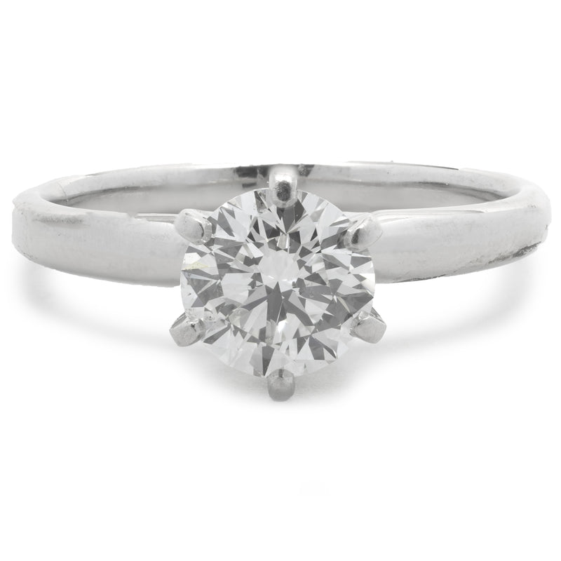 Platinum Gold Round Brilliant Cut Diamond Engagement Ring