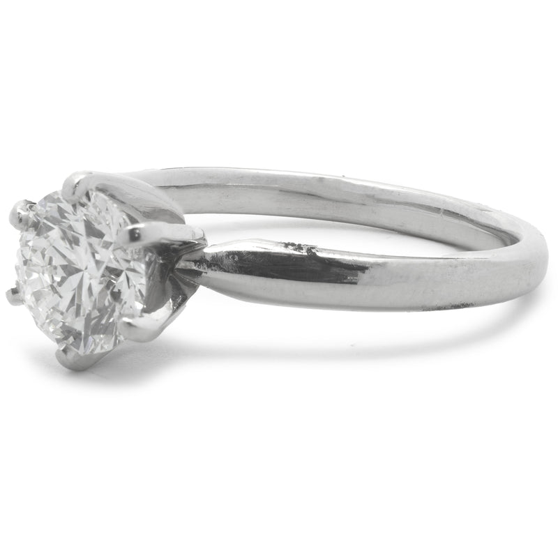 Platinum Gold Round Brilliant Cut Diamond Engagement Ring