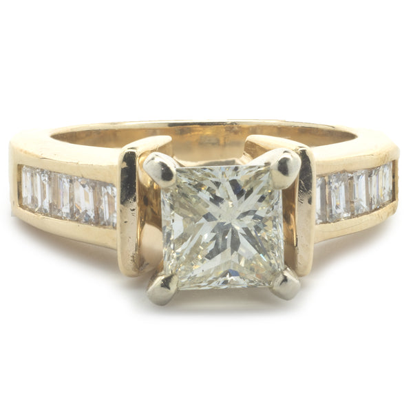 14 Karat Yellow Gold Princess Cut Diamond Engagement Ring