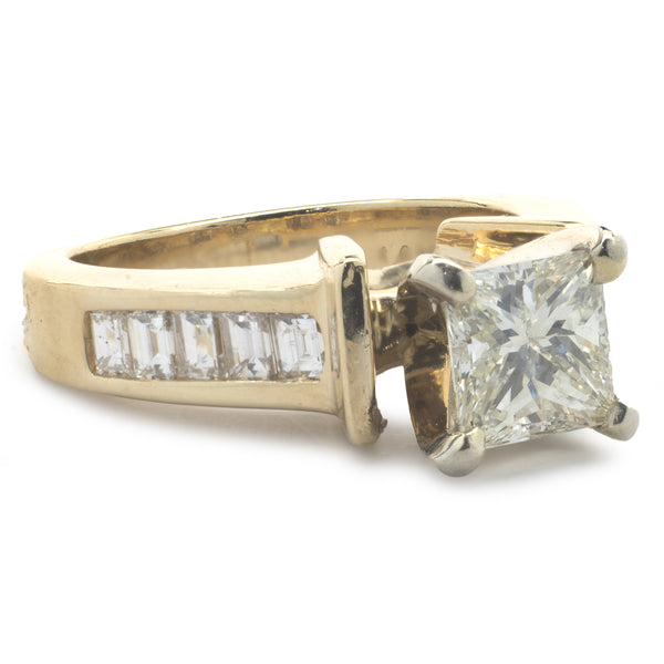 14 Karat Yellow Gold Princess Cut Diamond Engagement Ring