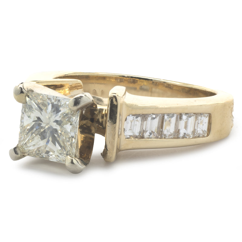 14 Karat Yellow Gold Princess Cut Diamond Engagement Ring