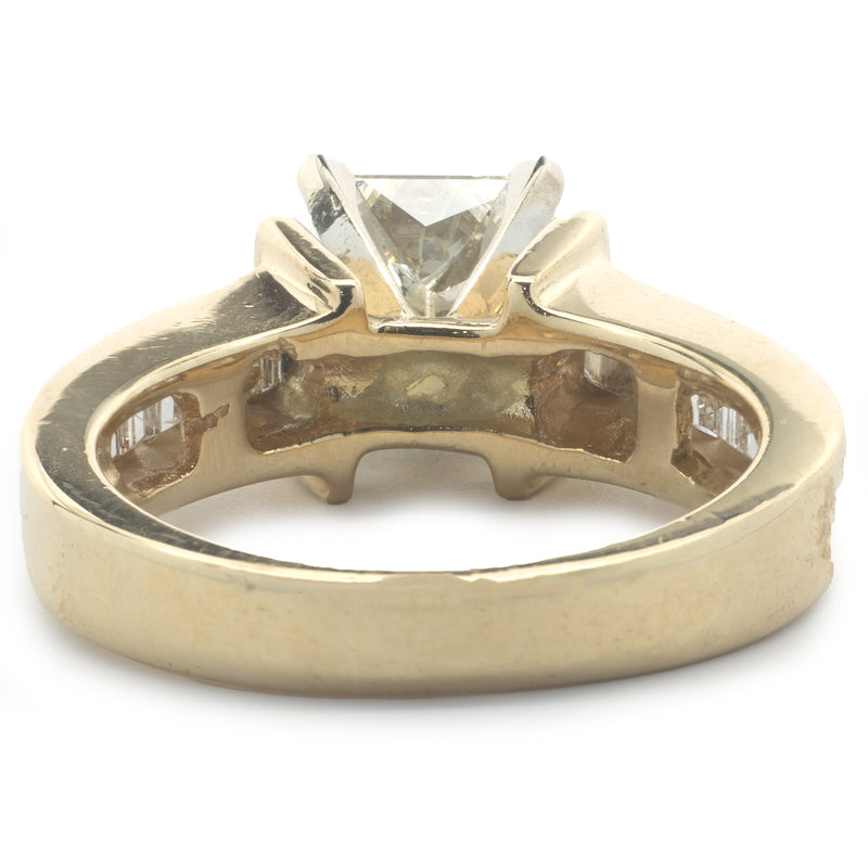14 Karat Yellow Gold Princess Cut Diamond Engagement Ring