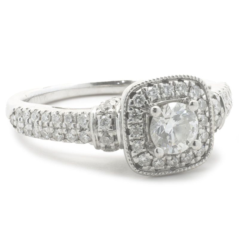 Vera Wang 14 Karat White Gold Round Brilliant Cut Diamond Engagement Ring