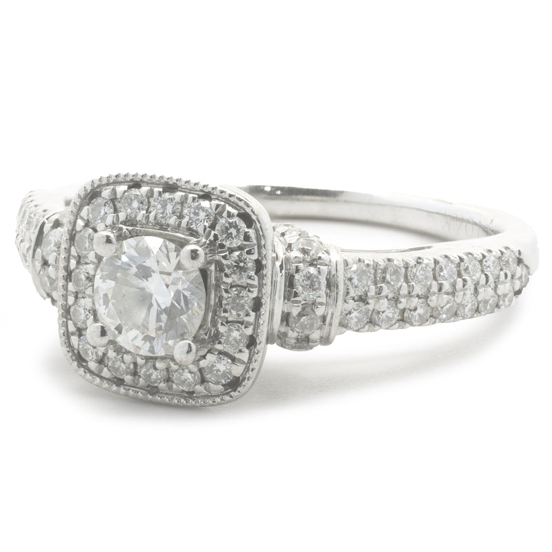 Vera Wang 14 Karat White Gold Round Brilliant Cut Diamond Engagement Ring