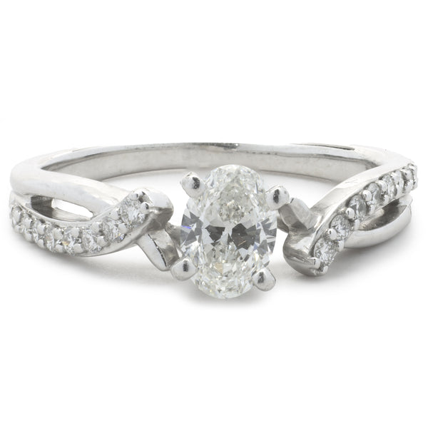 14 Karat White Gold Oval Cut Diamond Engagement Ring