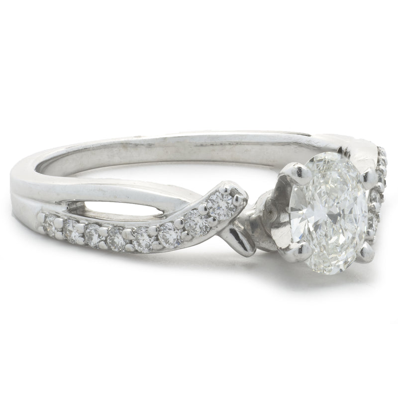 14 Karat White Gold Oval Cut Diamond Engagement Ring
