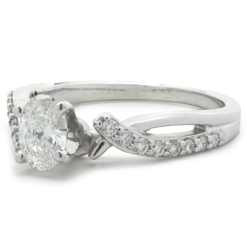 14 Karat White Gold Oval Cut Diamond Engagement Ring