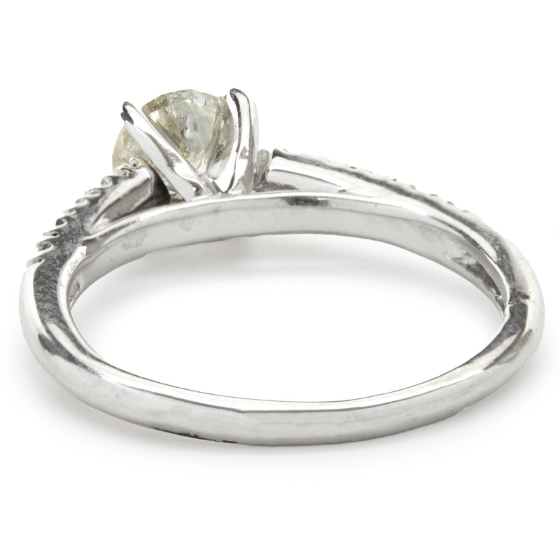14 Karat White Gold Round Brilliant Cut Diamond Engagement Ring