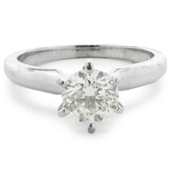 14 Karat White Gold Round Brilliant Diamond Engagement Ring
