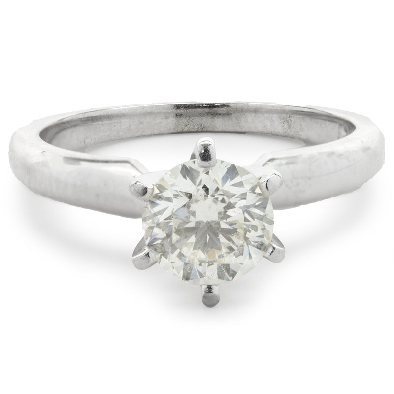 14 Karat White Gold Round Brilliant Diamond Engagement Ring