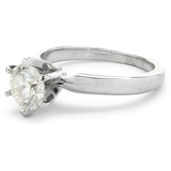 14 Karat White Gold Round Brilliant Diamond Engagement Ring