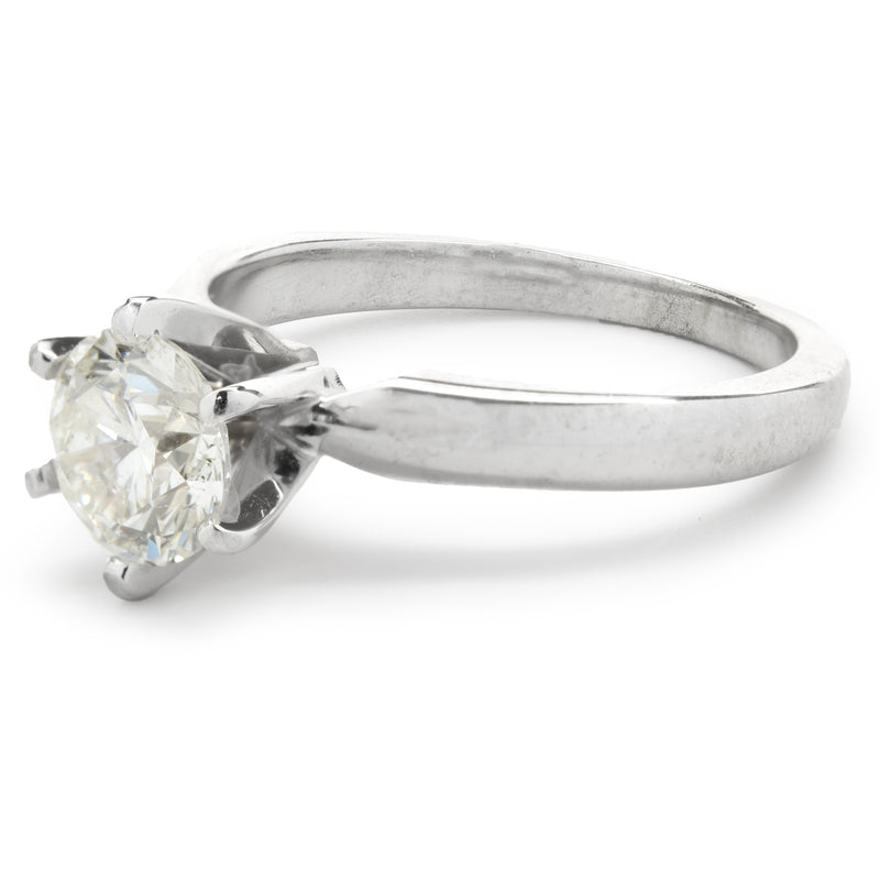 14 Karat White Gold Round Brilliant Diamond Engagement Ring