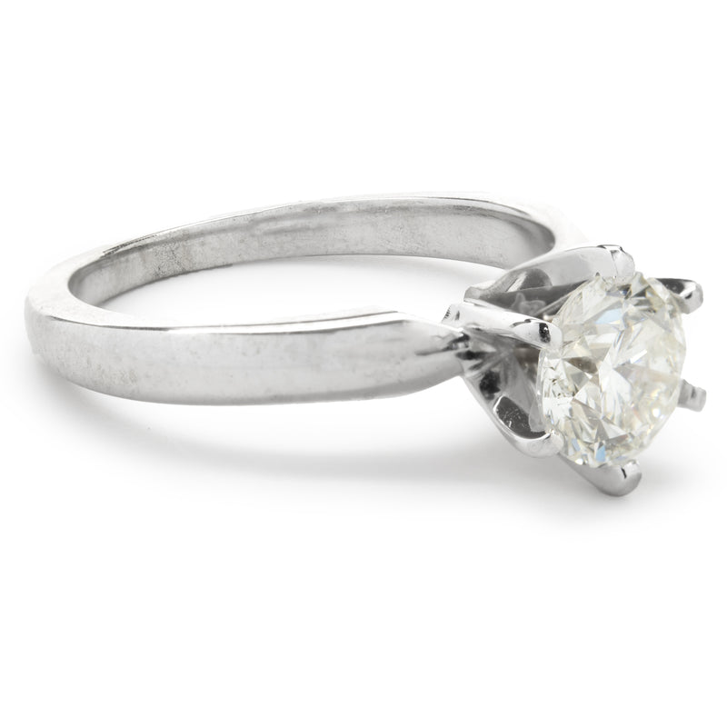 14 Karat White Gold Round Brilliant Diamond Engagement Ring