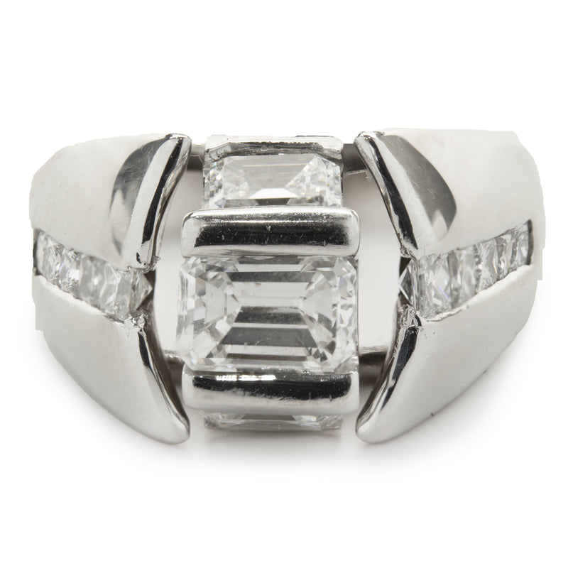 Platinum Custom Designed Emerald Cut Diamond Engagement Ring