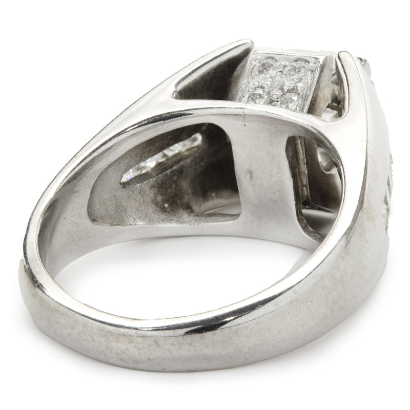 Platinum Custom Designed Emerald Cut Diamond Engagement Ring