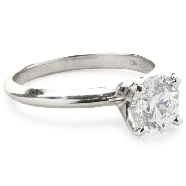 14 Karat White Gold Round Brilliant Cut Diamond Engagement Ring