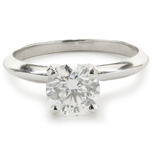 14 Karat White Gold Round Brilliant Cut Diamond Engagement Ring