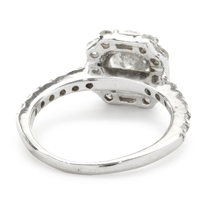 14 Karat White Gold Round Brilliant Cut Diamond Engagement Ring