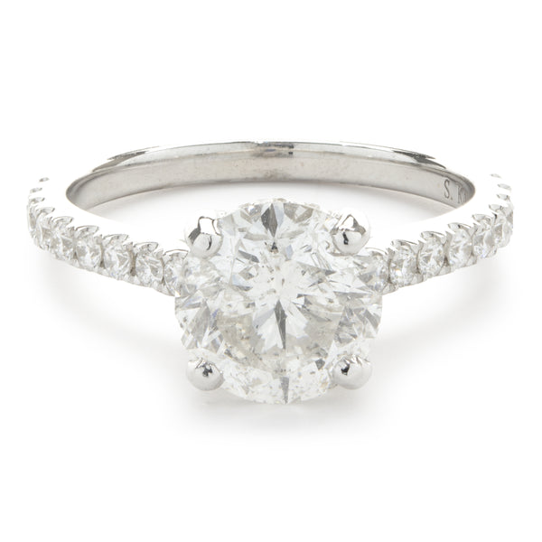 14 Karat White Gold Round Brilliant Cut Diamond Engagement Ring