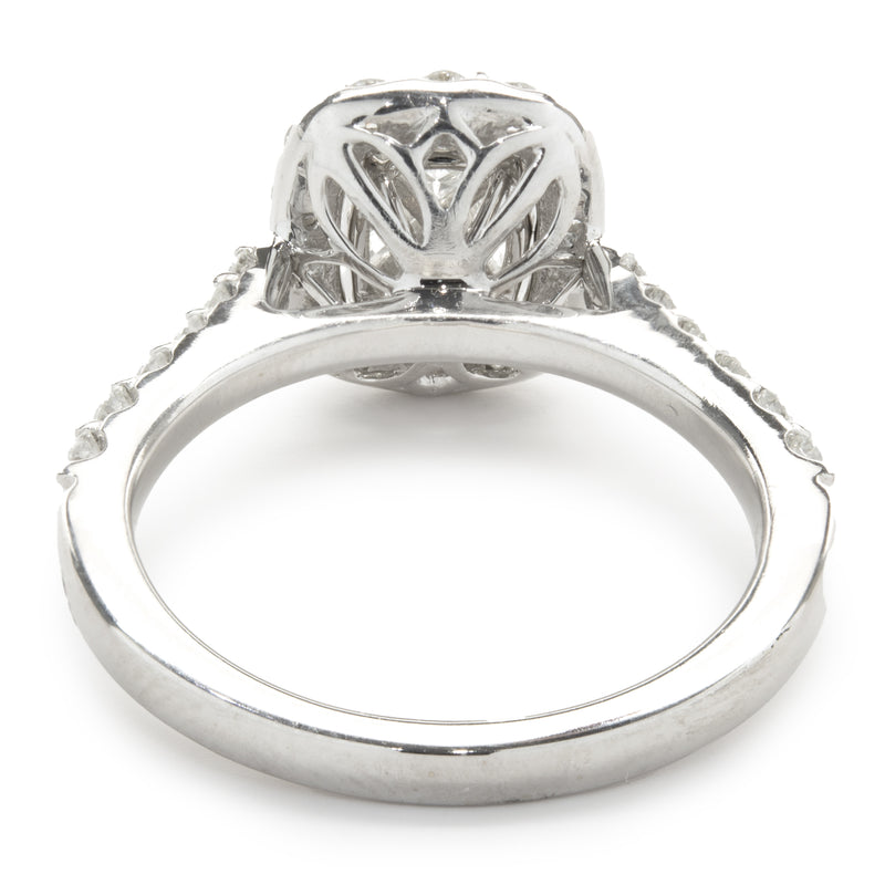 14 Karat White Gold Quad Set Trillion Cut Diamond Engagement Ring