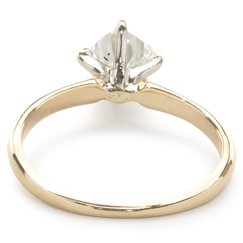 14 Karat Yellow Gold Cushion Cut Diamond Engagement Ring