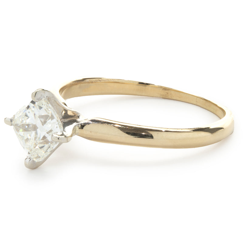 14 Karat Yellow Gold Cushion Cut Diamond Engagement Ring
