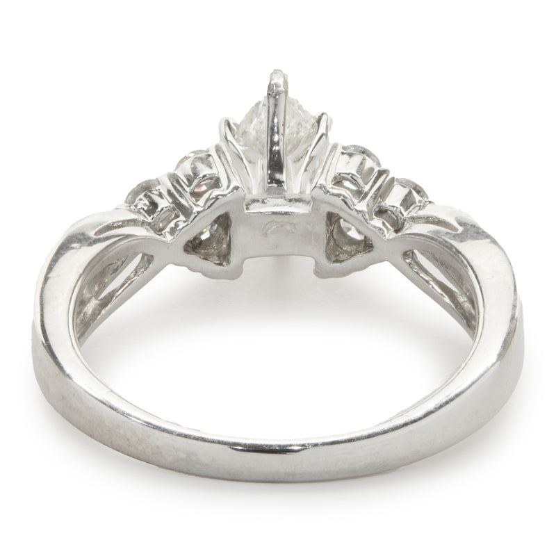 14 Karat White Gold Marquise Cut Diamond Engagement Ring