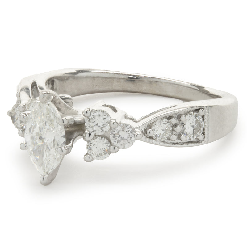 14 Karat White Gold Marquise Cut Diamond Engagement Ring