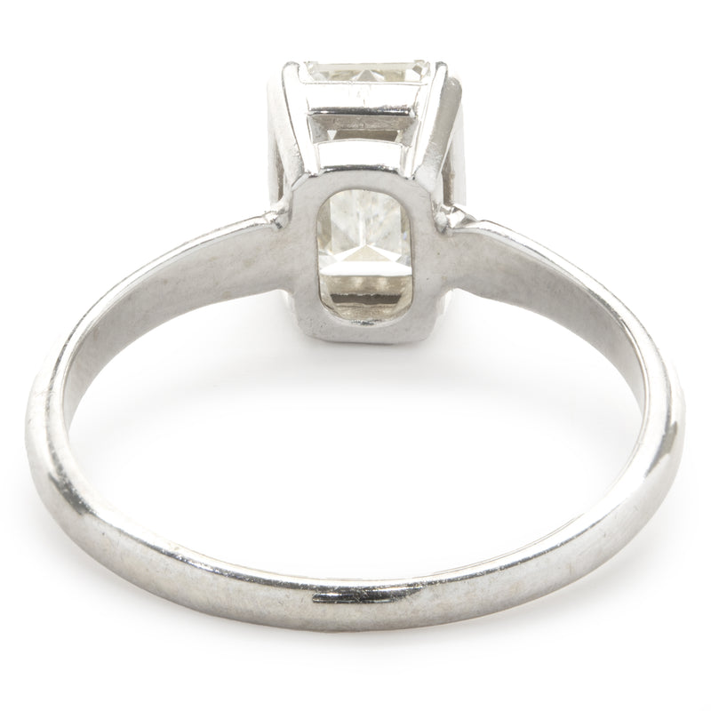14 Karat White Gold Emerald Cut Diamond Engagement Ring