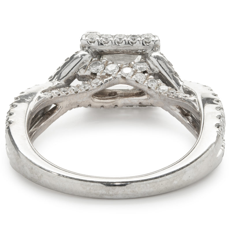 Gabriel & Co. 14 Karat White and Rose Gold Princess Cut Diamond Engagement Ring