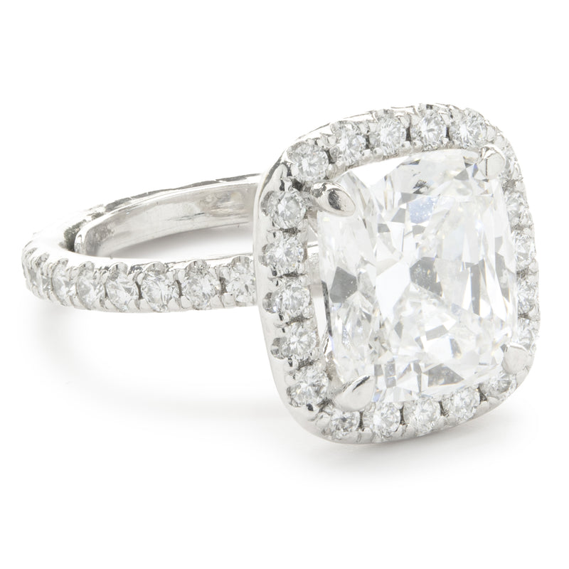 Platinum Cushion Cut Diamond Engagement Ring