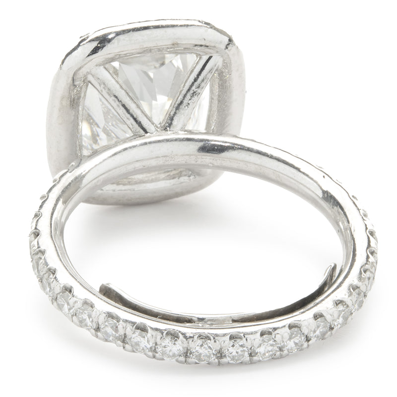 Platinum Cushion Cut Diamond Engagement Ring