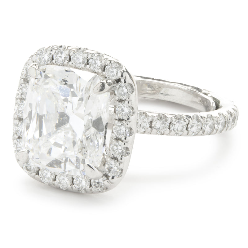 Platinum Cushion Cut Diamond Engagement Ring