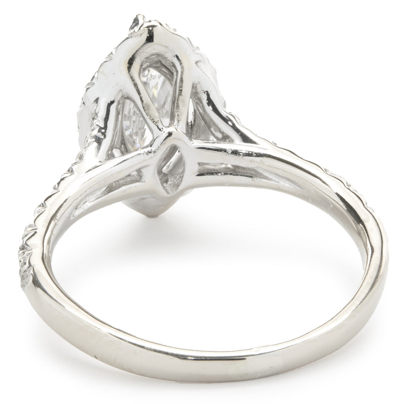 14 Karat White Gold Marquise Cut Diamond Engagement Ring