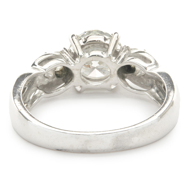 Platinum Round Brilliant Cut Three Diamond Engagement Ring