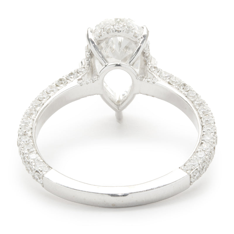 18 Karat White Gold Pear Cut Diamond Engagement Ring