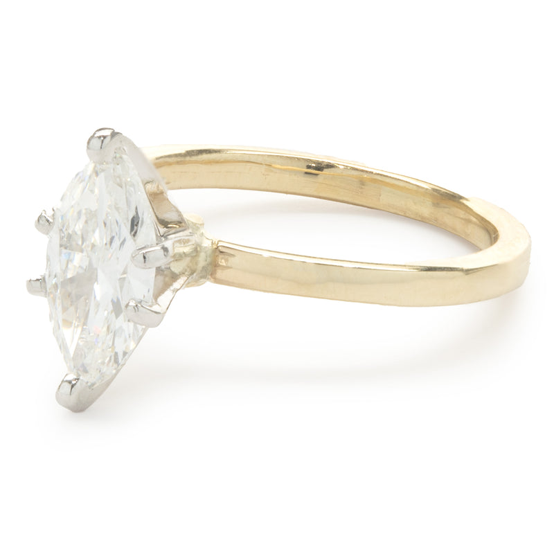 14 Karat Yellow Gold Marquise Cut Diamond Engagement Ring