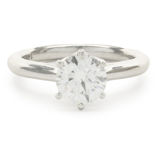 14 Karat White Gold Round Brilliant Cut Diamond Engagement Ring